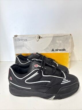 Airwalk Men’s Black Athletic Lace-Up Sneakers with White Trim
